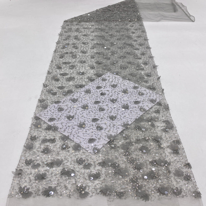 Irregular Mesh Laser Floral Bead and Sequin Fabric — fabric photo 5