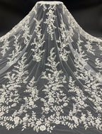 Symmetrical Botanical Bead Sequin Embroidery Fabric
