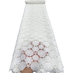 White Polyester Layered Floral Cutwork Lace Fabric – Per Yard — fabric photo 4