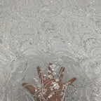 Sequin & Bugle-Bead Embroidered Bridal Fabric – Design 98079 — fabric photo 4