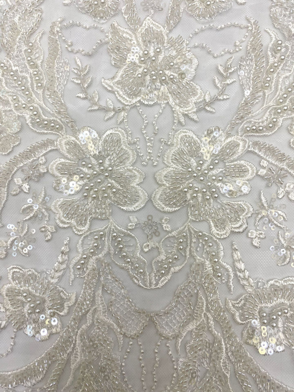 Thread Embroidery & Foam Bead Sequin Fabric — fabric photo 5