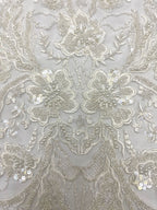 Thread Embroidery & Foam Bead Sequin Fabric — fabric photo 5