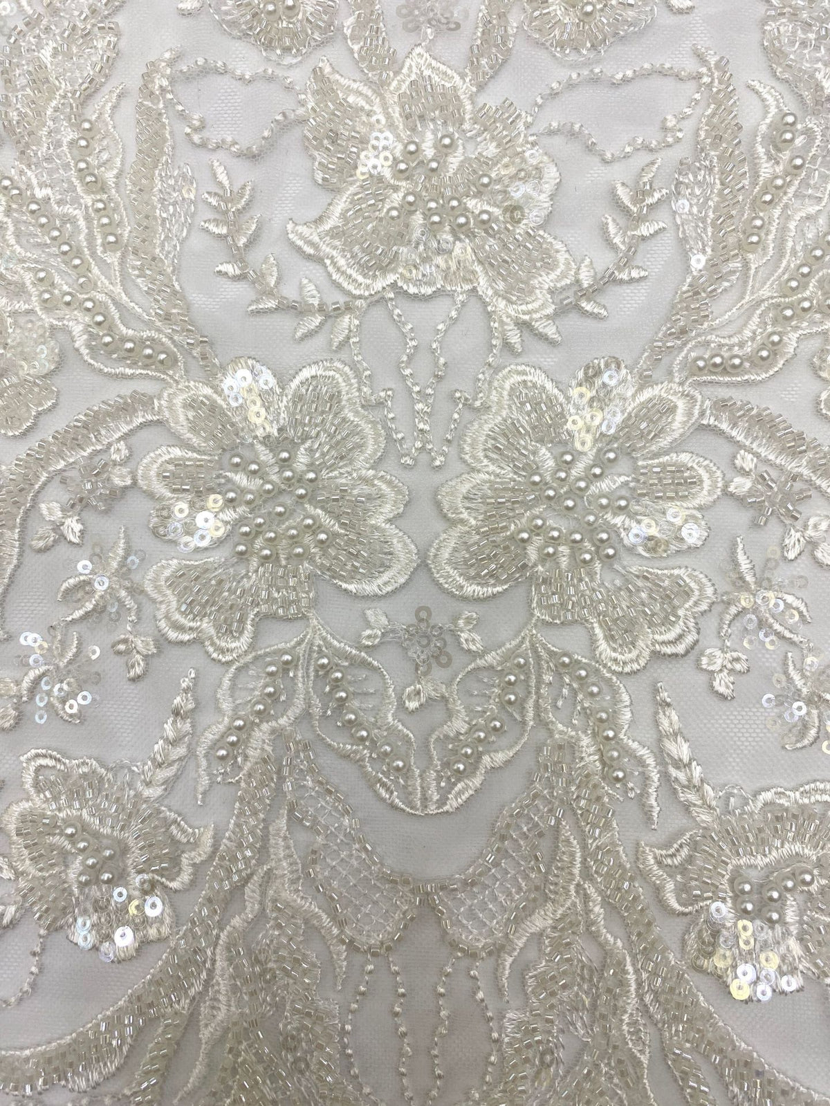 Thread Embroidery & Foam Bead Sequin Fabric — fabric photo 5