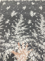 3D White-Core Bead and Sequin Embroidered Fabric — fabric photo 2