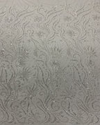 Large Floral Crystal-Look Sequin & Double-Bead Embroidered Bridal Fabric — fabric photo 5