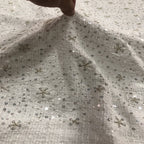 Coarse-Woven Laser Floral Bead & Crystal Sequin Fabric — fabric photo 2