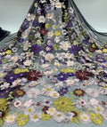 Multicolor Botanical Applique Embroidered Fabric — fabric photo 6