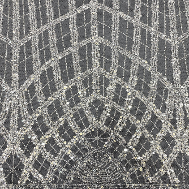 Bead & Sequin Embroidered Mesh for Bridalwear — fabric photo 3