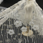 Sequin & Bubble-Bead Embroidered Bridal Fabric – Design 18431