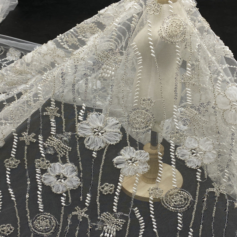 Sequin & Bubble-Bead Embroidered Bridal Fabric – Design 18431