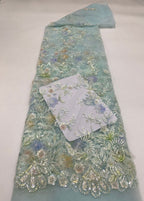 Bugle Bead with Crystal Sequin Embroidered Fabric — fabric photo 2