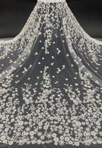 3D Symmetrical Floral Foam Bead & 3mm Sequin Fabric