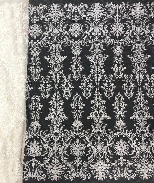 3 mm Crystal-Look Sequin Embroidered Bridal Fabric