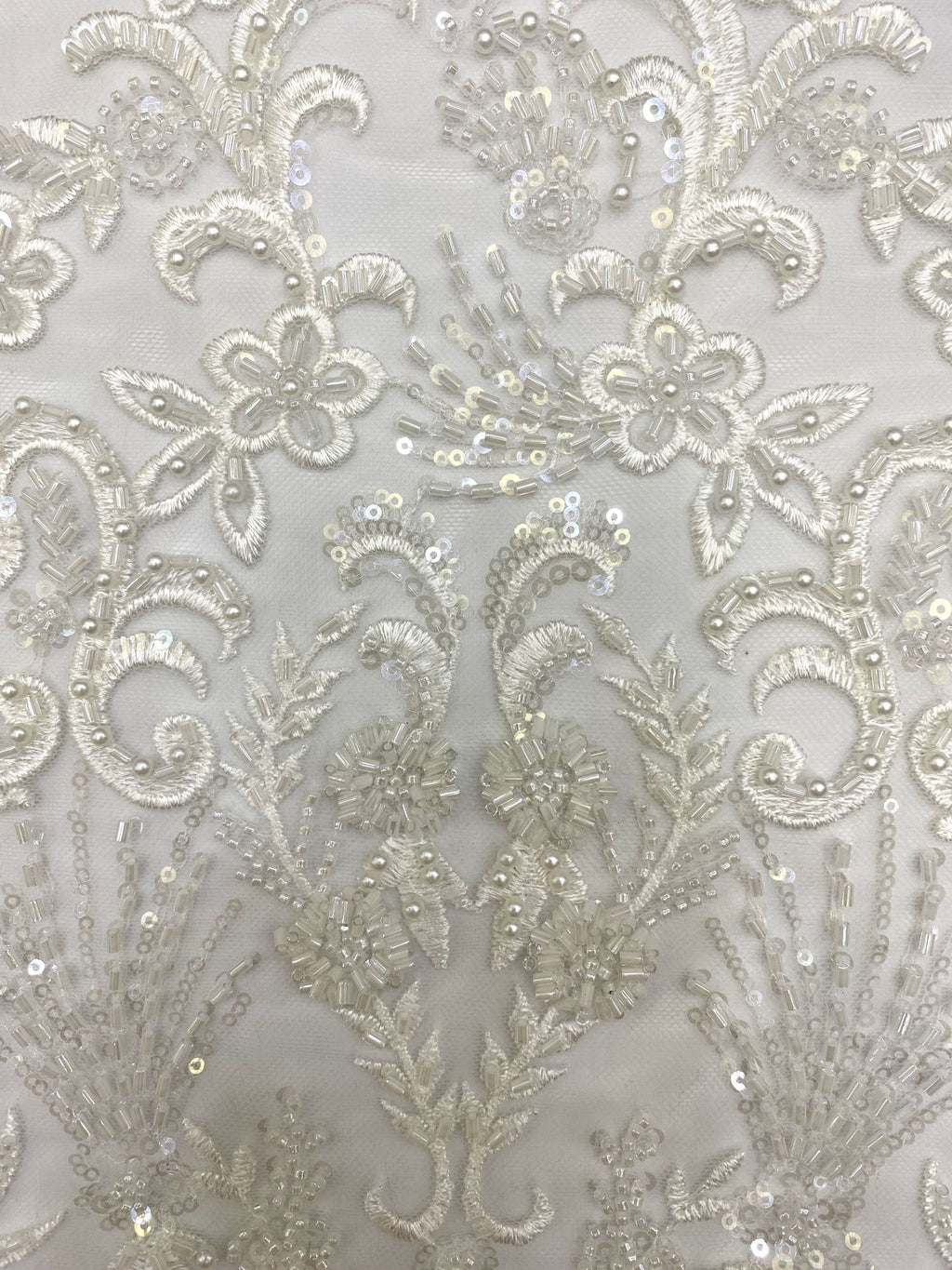 Bugle & Foam Bead Sequin Wedding Fabric — fabric photo 5