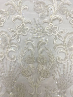 Bugle & Foam Bead Sequin Wedding Fabric — fabric photo 5