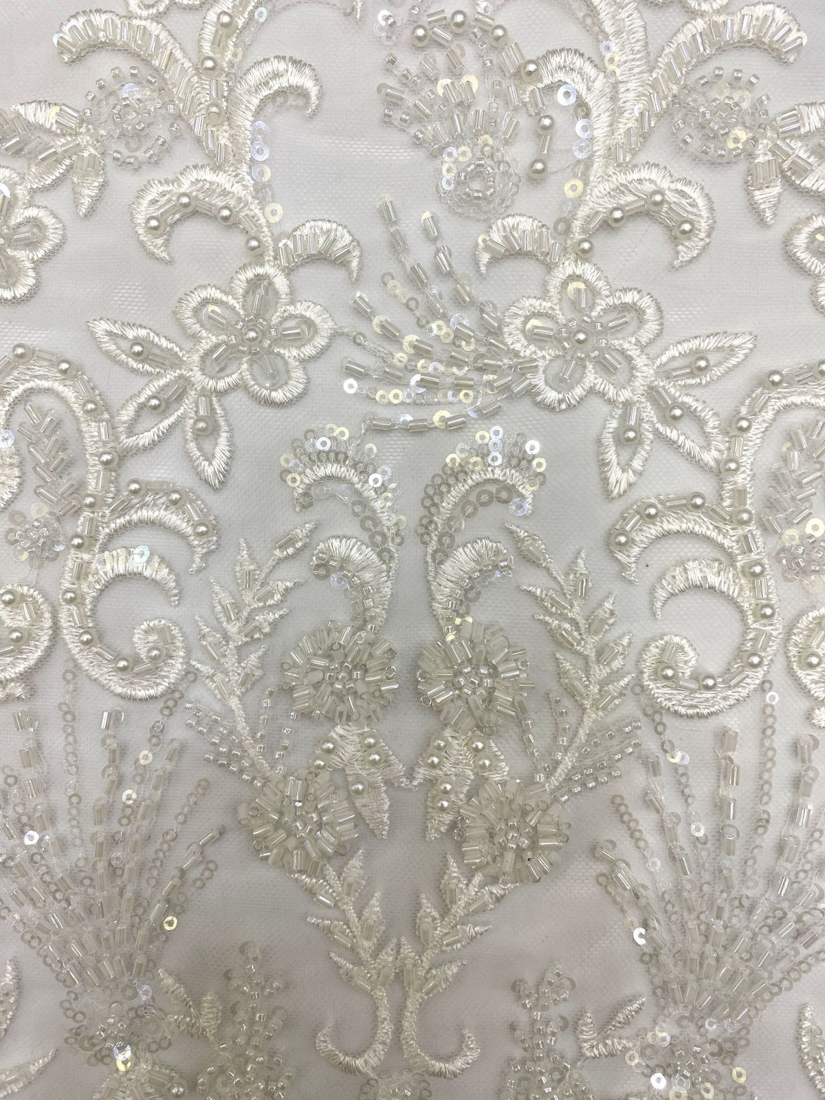 Bugle & Foam Bead Sequin Wedding Fabric — fabric photo 5