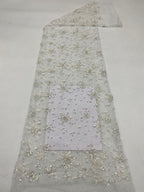 Snowflake Silver Bead Sequin Embroidered Fabric — fabric photo 6