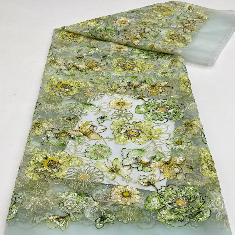 Printed Bead & Sequin Embroidered Organza — fabric photo 2