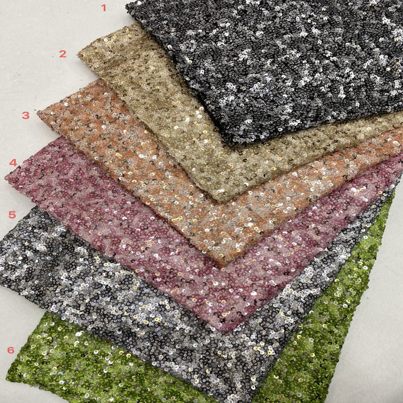 Colorful Sequin Embroidered Stretch Mesh Fabric