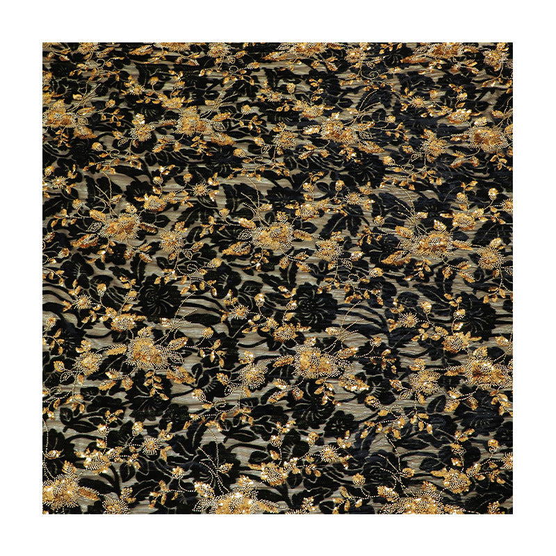 تطريز ثلاثي الأبعاد بالخرز الذهبي والترتر - فاخر لفساتين الزفاف