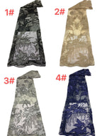 Large Floral Multicolor Thread & Bead Embroidered Fabric