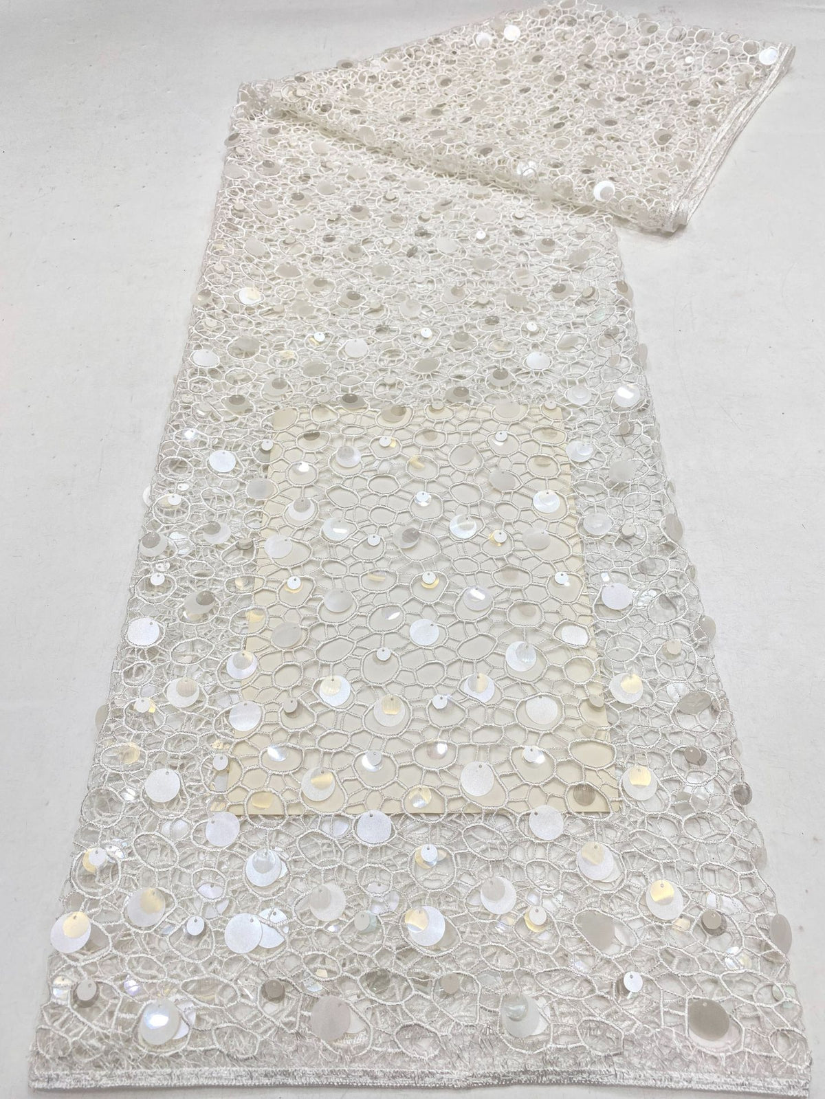 9/12/18 mm Sequin Embroidered Guipure Lace Fabric — fabric photo 6