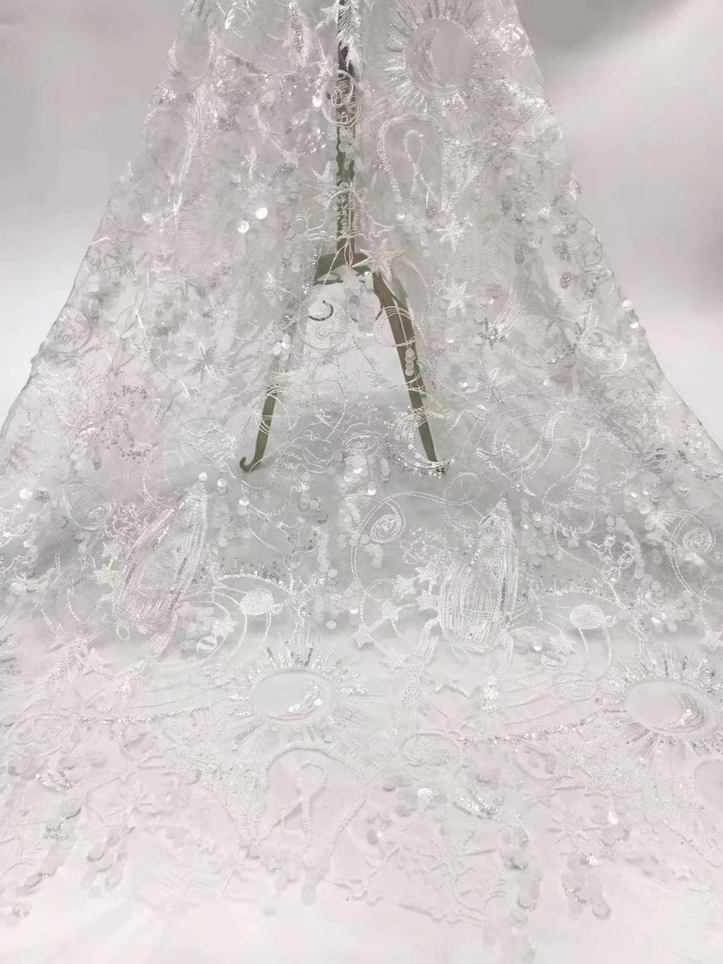 Sequin Embroidered Tulle Mesh Fabric – Design 05407 — fabric photo 2
