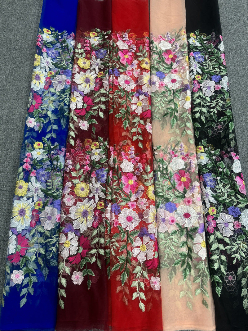 Multicolor Embroidered Bridal Fabric – Design 14495 — fabric photo 5