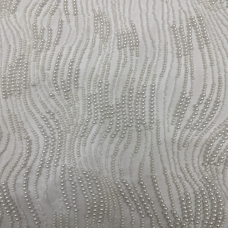 Bead and Foam Bead Embroidered Mesh Fabric — fabric photo 5
