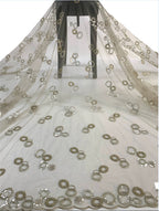 Two-Tone 3/4 mm Crystal-Look Sequin Embroidered Bridal Fabric – Design 61663