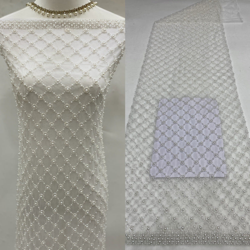 Diamond Motif Foam Bead Bridal Fabric