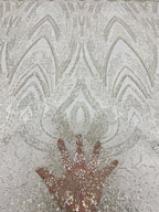 Heavy 3/4 mm Sequin & Bugle-Bead Embroidered Bridal Fabric – Design 94207 — fabric photo 2