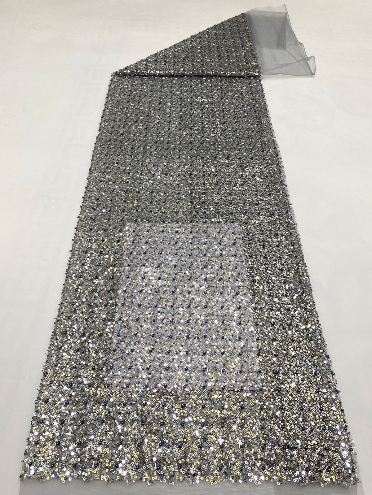 Bugle Bead & Foam Bead Sequin Fabric for Dresses — fabric photo 2