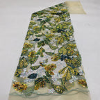 Floral Leaf Colorful Sequin Embroidery Fabric