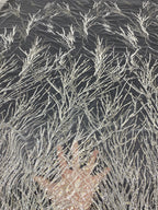 2/4 mm Crystal-Look Sequin & Bugle-Bead Embroidered Bridal Fabric — fabric photo 4