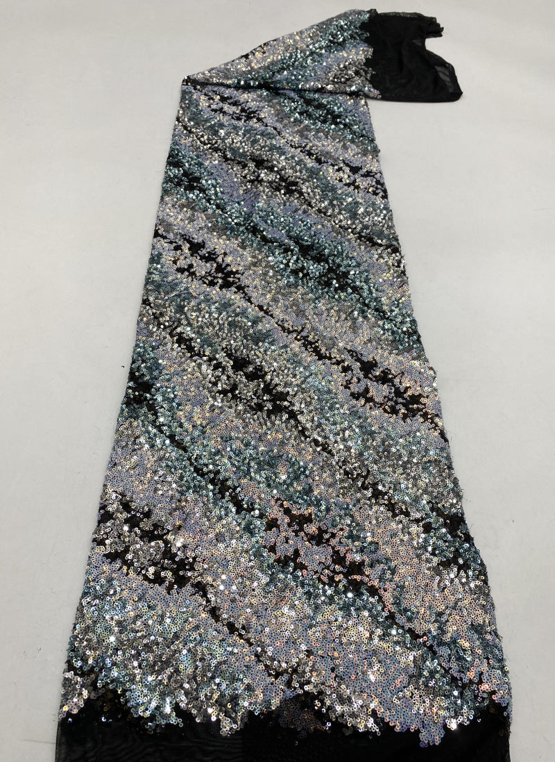 Twill-Effect Colorful Sequin Stretch Mesh — fabric photo 6
