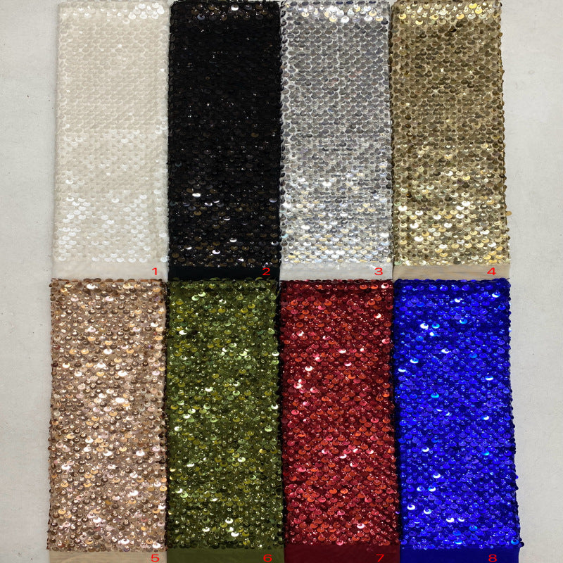 Shell Sequin Bead Embroidered Stretch Mesh