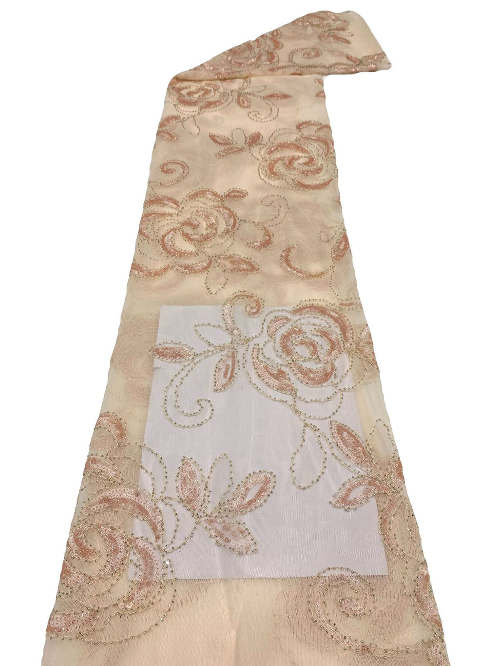 Blush Pink 3D Floral Bead & 3/5 mm Sequin Fabric — fabric photo 5