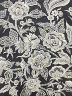 Symmetrical Botanical Beaded Sequin Lace Fabric — fabric photo 3
