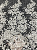 Floral Bead & 4mm Sequin Embroidery Fabric — fabric photo 2