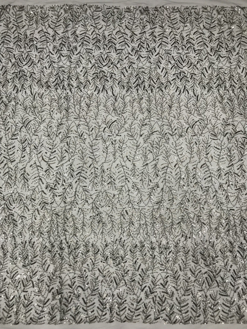 Gray Seed Bead & 3/5mm Sequin Fabric — fabric photo 2