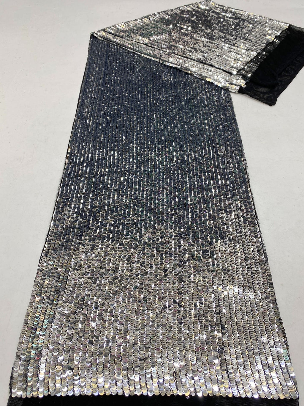 Heavy 3/5 mm Sequin Embroidered Stretch Mesh Fabric — fabric photo 6