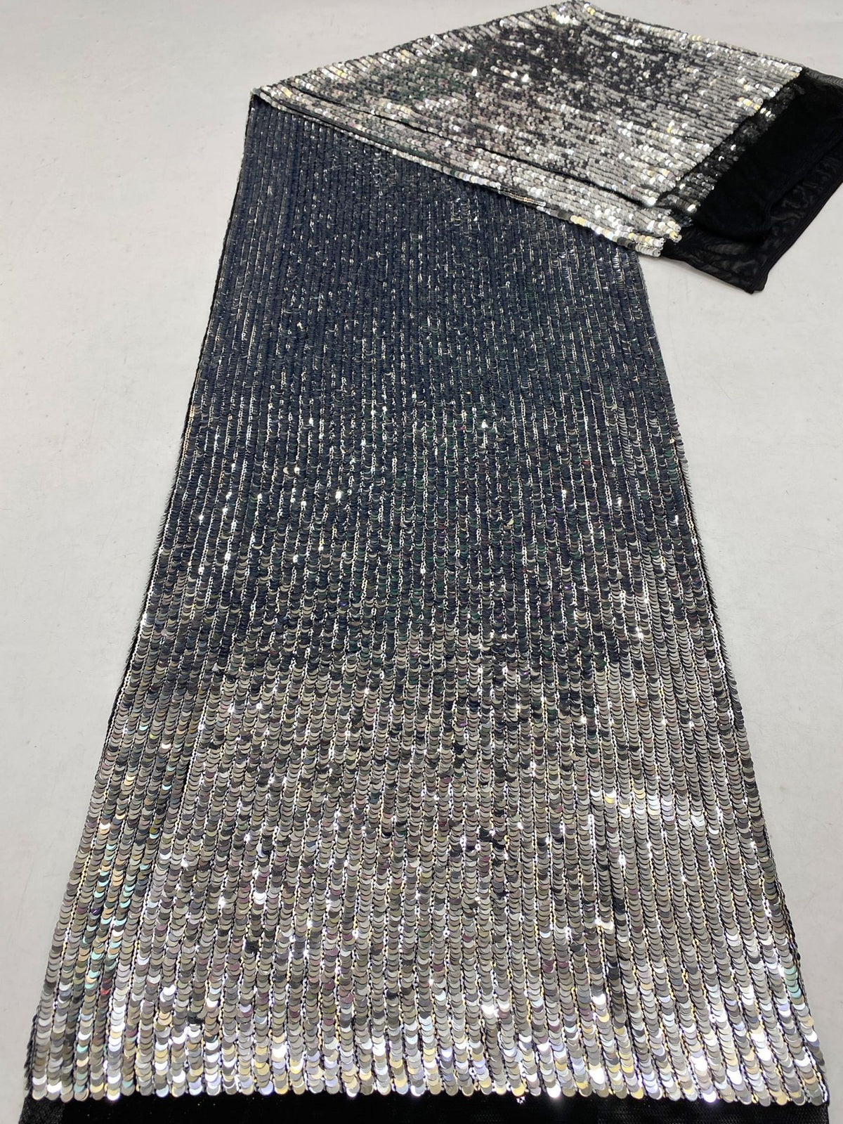 Heavy 3/5 mm Sequin Embroidered Stretch Mesh Fabric — fabric photo 6