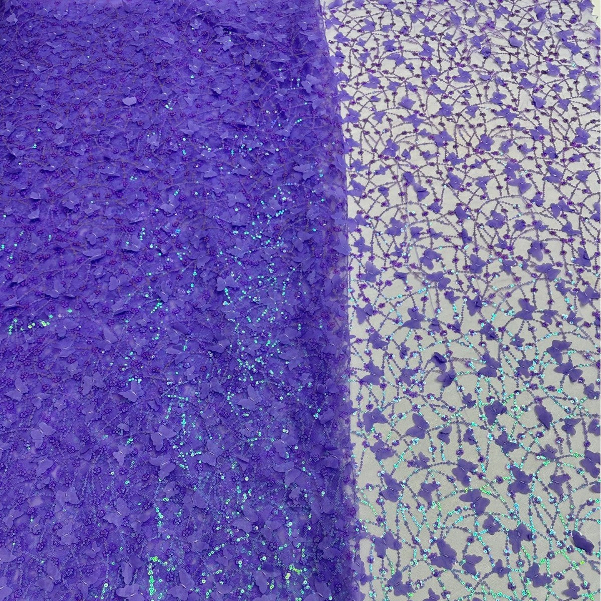 3D Butterfly Sequin Embroidered Lace Fabric — fabric photo 4