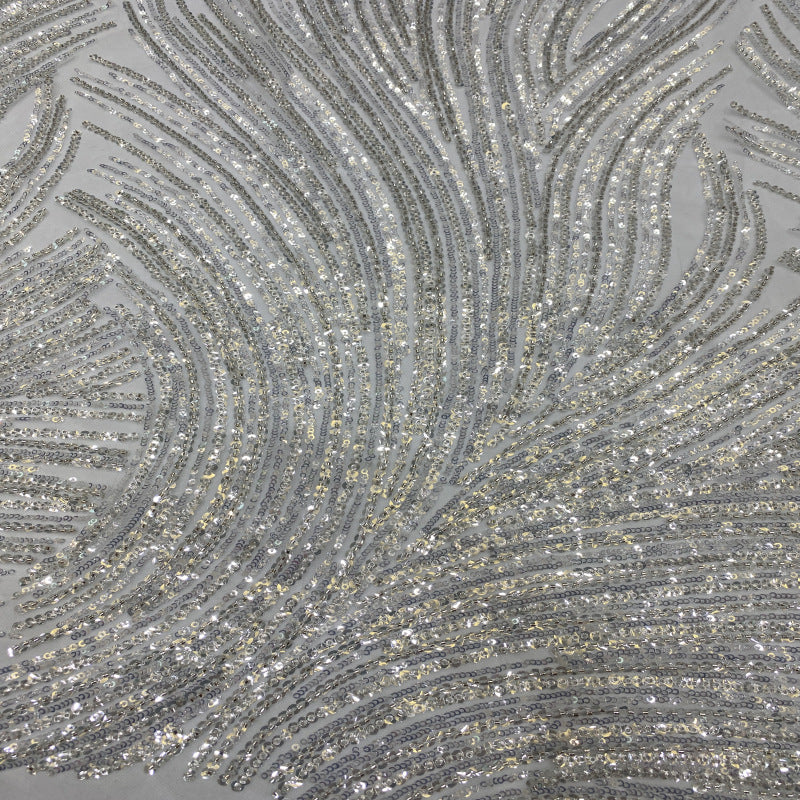 3/5 mm Sequin Embroidered Bridal Fabric – Design 72031 — fabric photo 3