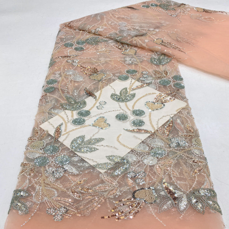 Sequin & Bugle-Bead Embroidered Bridal Fabric – Design 57727 — fabric photo 2