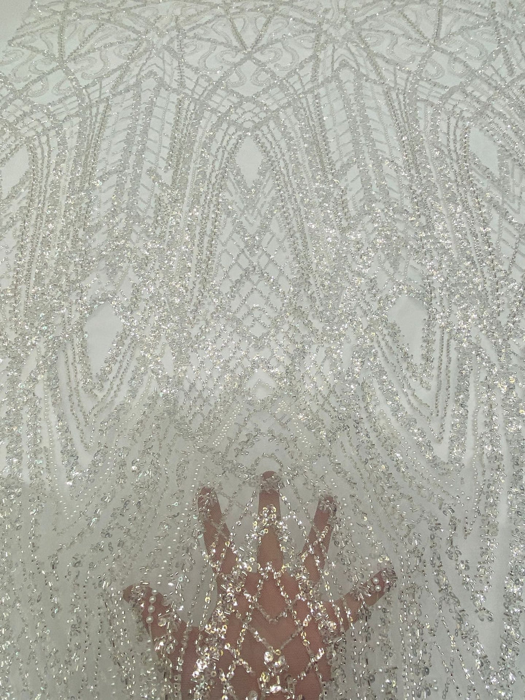 Bugle Bead & 3/5mm Sequin Embroidered Fabric — fabric photo 4