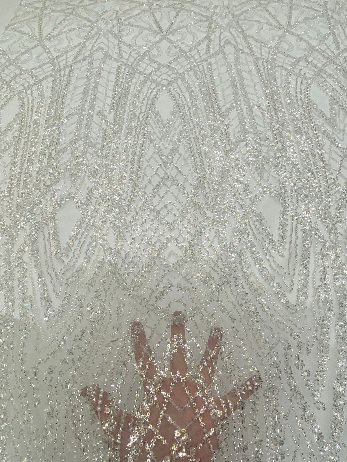 Bugle Bead & 3/5mm Sequin Embroidered Fabric — fabric photo 4