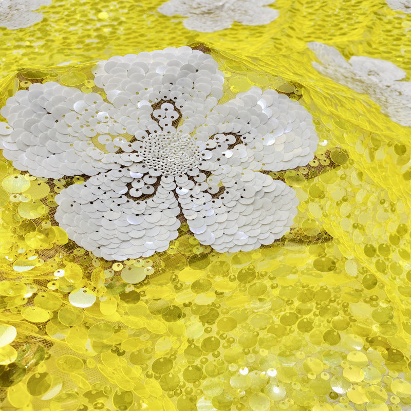 3/5/7/9/12 mm Sequin Embroidered Bridal Fabric — fabric photo 3
