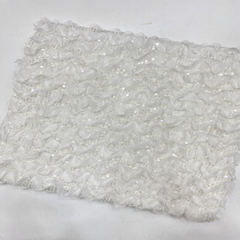 Wave Sequin Embroidered Bridal Fabric — fabric photo 5
